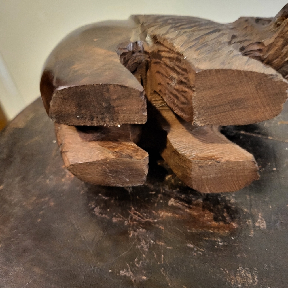 Vintage Hand Carved Modernist Iron Wood Bear - Picture 6 of 12
